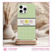 Green Gingham Kariert Floral Monogram Case-Mate iPhone Hülle