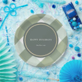 Green Gingham Kariert Gold Weihnachtsfeiertag Pappteller (Party)