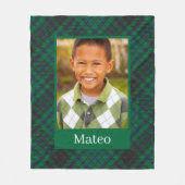 Green Gingham Kariert Pattern Custom Foto Boy Fleecedecke (Vorderseite)