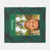 Green Gingham Kariert Pattern Custom Foto Boy Fleecedecke (Vorderseite (Horizontal))