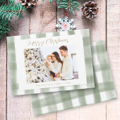 Green Gingham Kariert Watercolor Foto Weihnachten