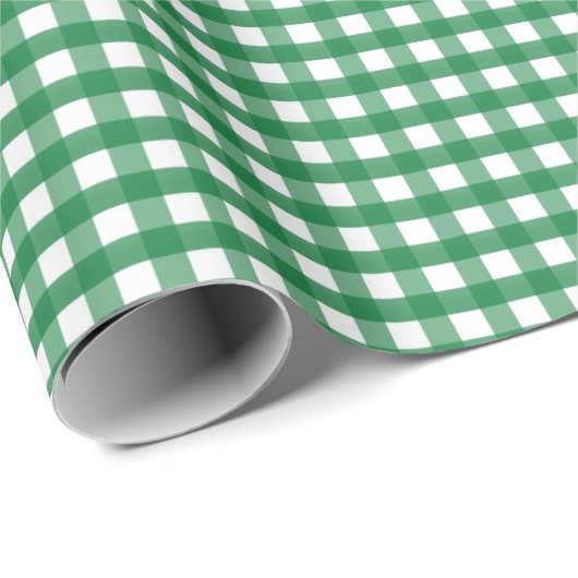 Green Gingham Kariert Weihnachten Geschenkpapier (Rolleneckpunkt)