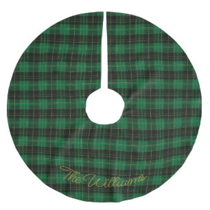 Green Gingham Karo Kariert Weihnachten Polyester Weihnachtsbaumdecke