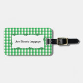 Green Gingham Karo Pattern Gepäckanhänger (Vorderseite horizontal)