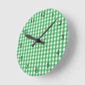 Green Gingham Karo Pattern Runde Wanduhr (Winkel)