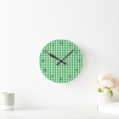 Green Gingham Karo Pattern Runde Wanduhr (Zuhause)