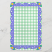 Green Gingham Karo Periwinkle Felt Frame Briefpapier (Vorderseite)
