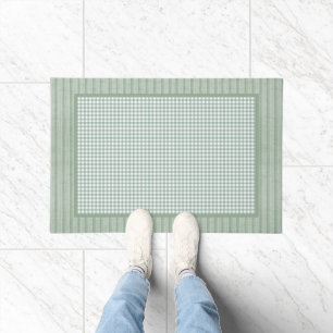 Green Gingham Karo und Streifen Küche Fußmatte
