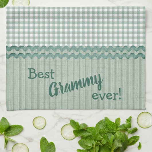 Green Gingham Karo und Streifen Küchenhandtücher Geschirrtuch (Gefaltet)