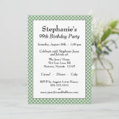 Green Gingham Karos Muster für Jeden Anlass Einladung (Stehend Vorderseite)