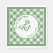 Green Gingham Karos Pattern Birthday Party Serviette (Vorderseite)