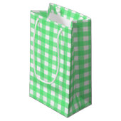 Green Gingham Kleine Geschenktüte (Vorderseite Schrägansicht)