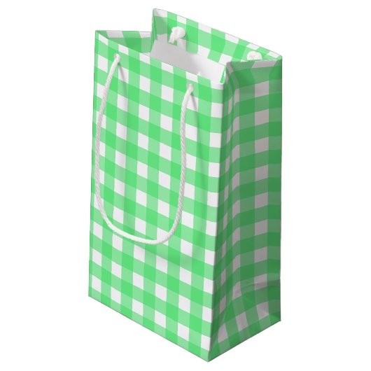 Green Gingham Kleine Geschenktüte (Rückseite Schrägansicht)