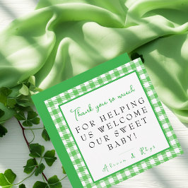 Green Gingham Labor & Delivery NICU Hospital Dankeskarte