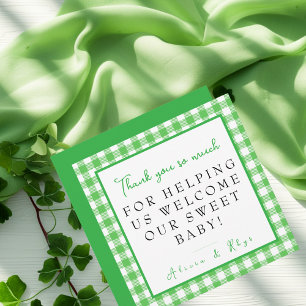 Green Gingham Labor & Delivery NICU Hospital Dankeskarte