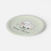 Green Gingham Lamb Baby Dusche Pappteller (Schrägansicht)