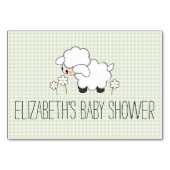 Green Gingham LAMB BABY SHOWER BOOK ANFRAGESKARTE Tischnummer (Rückseite)