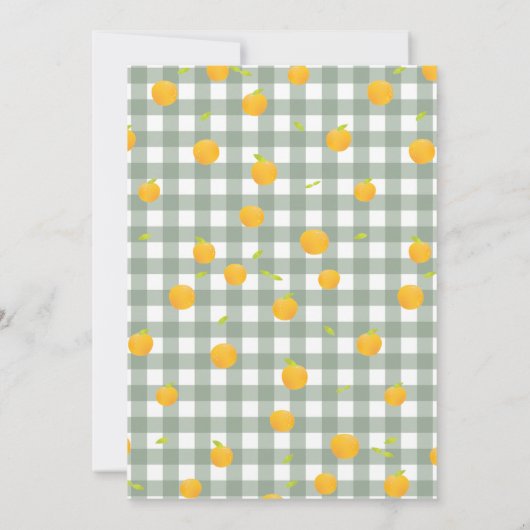 Green Gingham Lemon Picnic Kariert Dusche Einladun Einladung (Rückseite)