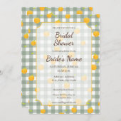 Green Gingham Lemon Picnic Kariert Dusche Einladun Einladung (Vorne/Hinten)