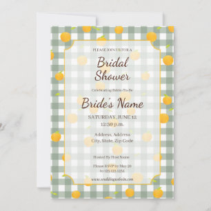 Green Gingham Lemon Picnic Kariert Dusche Einladun Einladung