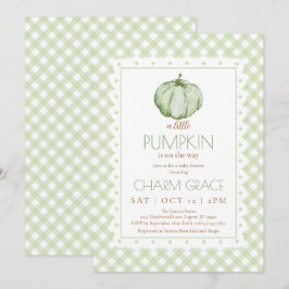 Green Gingham Little Pumpkin Baby Shower Einladung