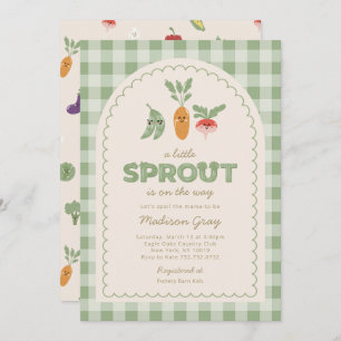 Green Gingham Little Sprout auf der Way Baby Dusch Einladung