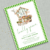 Green Gingham Local Grown Market Baby Shower Einladung