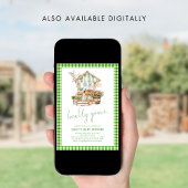 Green Gingham Local Grown Market Baby Shower Einladung