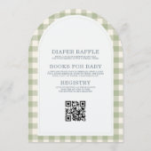 Green Gingham Locally Grown QR Code Baby Shower Einladung (Rückseite)