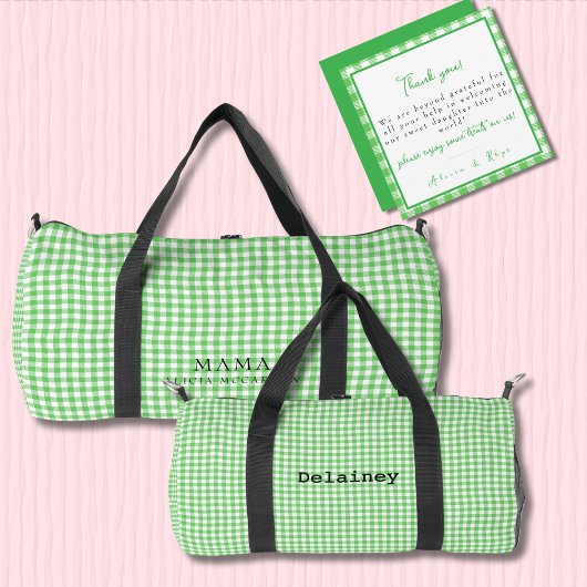 Green Gingham Matching Labor & Delivery Hospital Duffle Bag