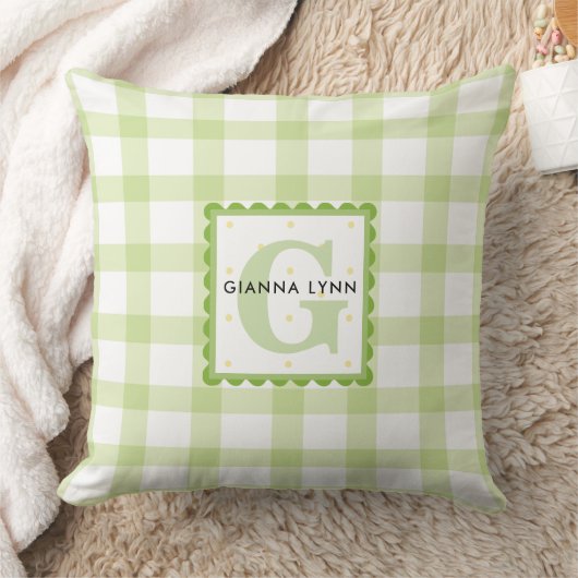 Green Gingham Mit Monogramm Kissen (Decke)