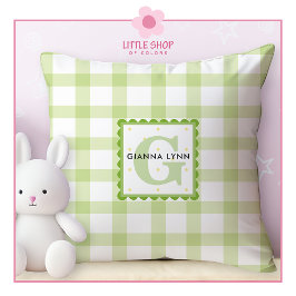 Green Gingham Mit Monogramm Kissen