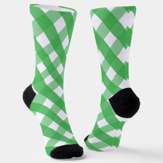 Green Gingham Mit Monogramm Pattern Socks Socken (Gewinkelt)