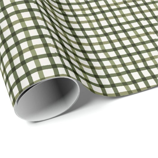 Green Gingham Modern Christmas Wrap Geschenkpapier (Rolleneckpunkt)