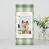 Green Gingham Modern Merry Christmas Tall Card (Stehend Vorderseite)