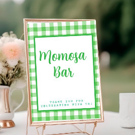 Green Gingham "Momosa" Mimosa Bar Tischnummer