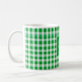 Green Gingham Monogram Wappen Custom Kaffeetasse (Links)