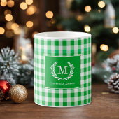 Green Gingham Monogram Wappen Custom Kaffeetasse