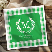 Green Gingham Monogram Wappen Custom Serviette