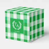 Green Gingham Monogram Wappen Geschenkschachtel (Vorderseite)