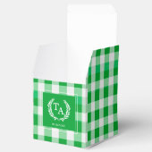 Green Gingham Monogram Wappen Geschenkschachtel (Geöffnet)