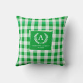 Green Gingham Monogram Wappen Kissen (Rückseite)