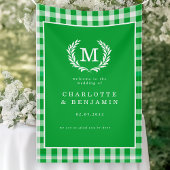 Green Gingham Monogram Wappen Wedding Welcome Banner