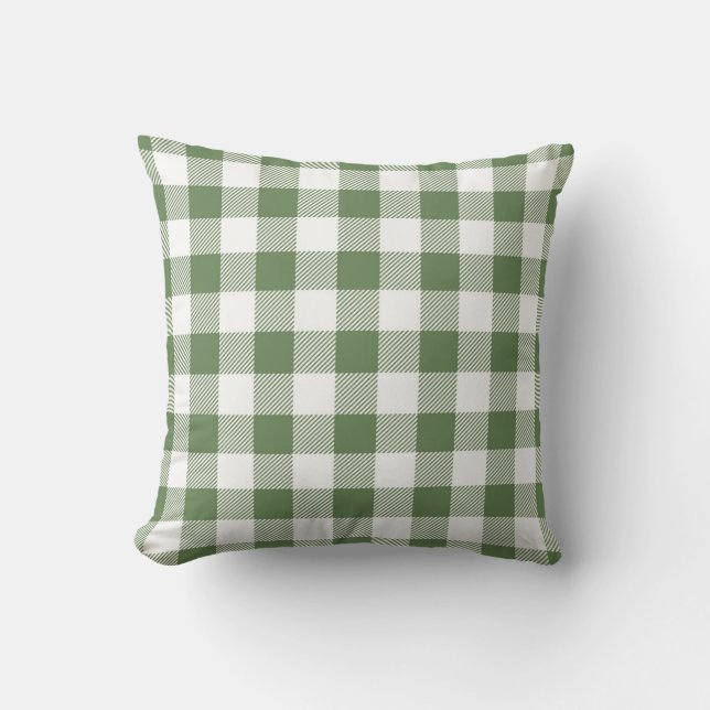 Green Gingham-Muster Kissen (Vorderseite)