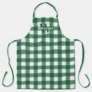 Green Gingham Name & Initial Schürze