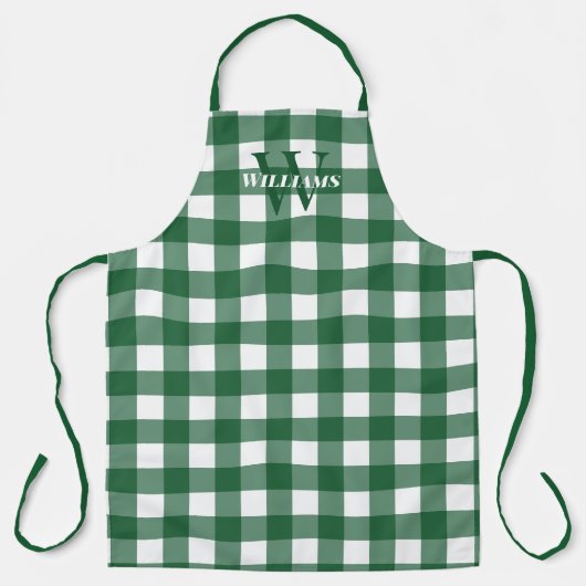 Green Gingham Name & Initial Schürze (Vorderseite)
