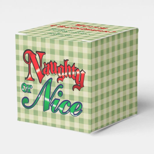 Green Gingham Naughty oder Nice Christmas Geschenkschachtel (Vorderseite)