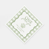Green Gingham One Golden Year Boys First Birthday Serviette (Ecke)