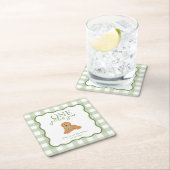 Green Gingham One Golden Year First Birthday Rechteckiger Pappuntersetzer (Vor Ort)