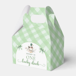 Green Gingham One Lucky Duck Birthday Favor Box Geschenkschachtel